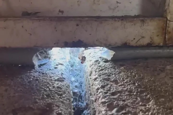 Rodent entry gap under a garage door