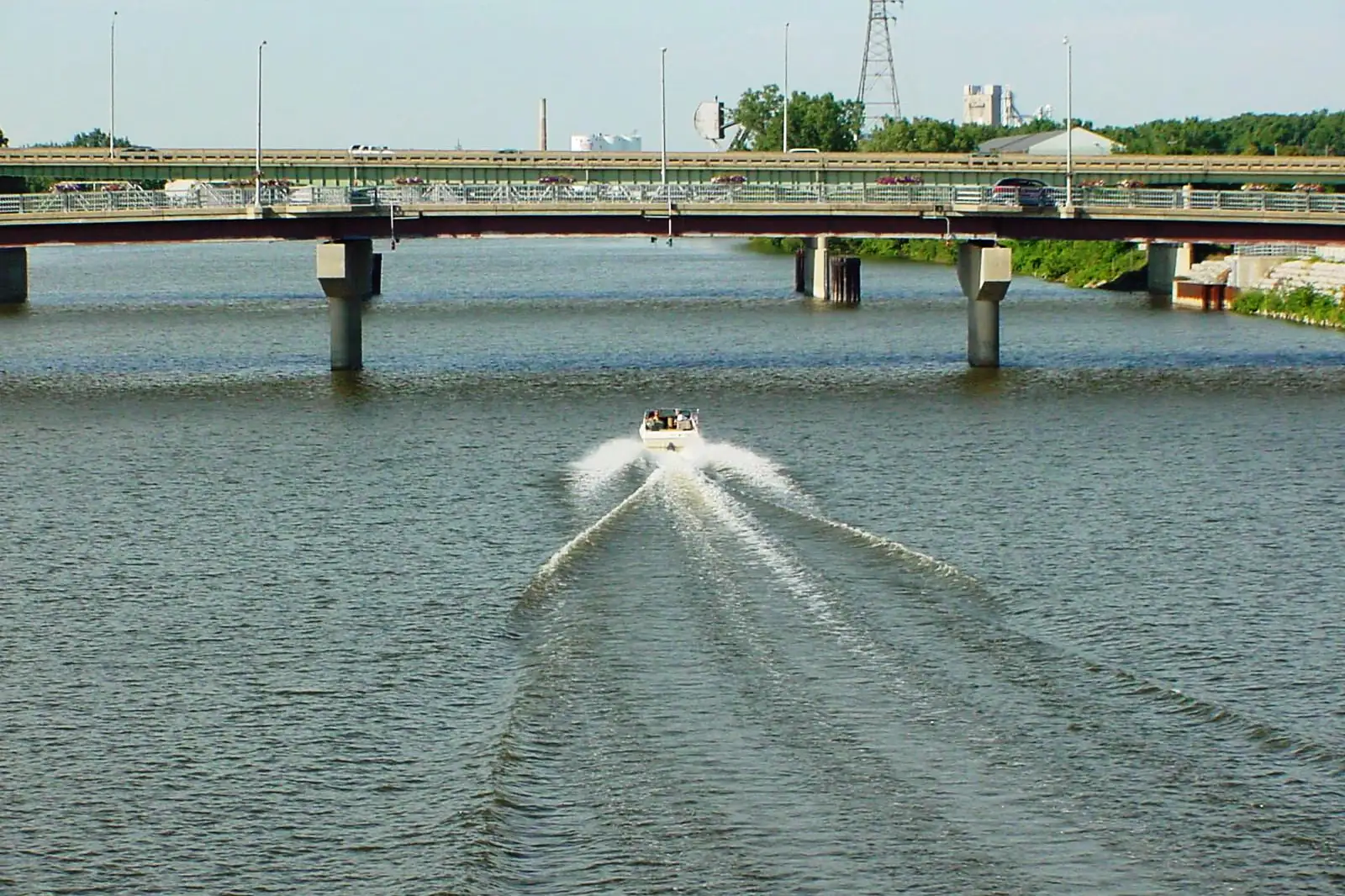 Boat on the Saginaw River in Saginaw, Michigan