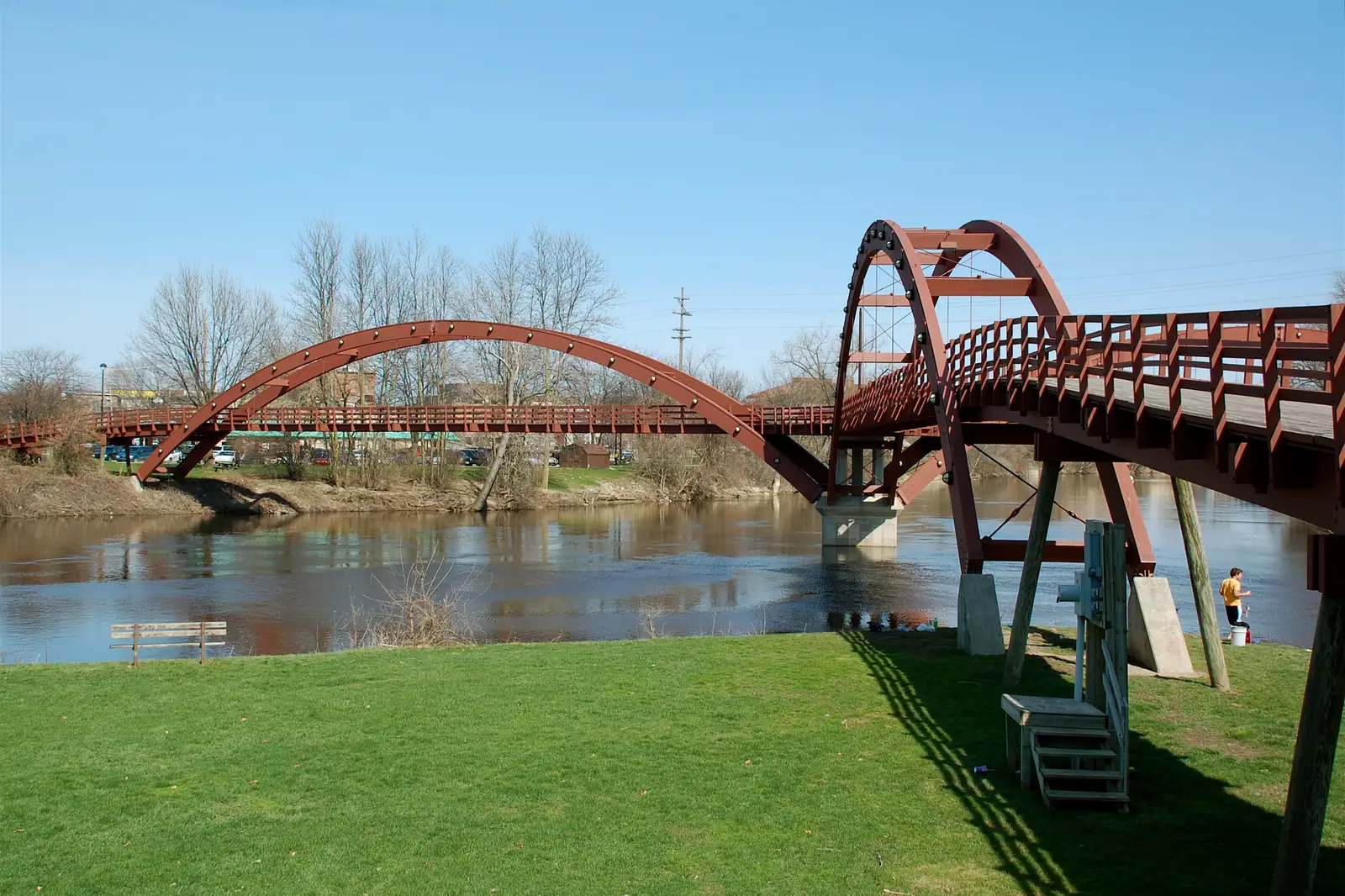 The Tridge footbridge over the river in Midland, Michigan